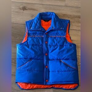 David Peyser Vintage Blue and Orange Puffer Vest- S